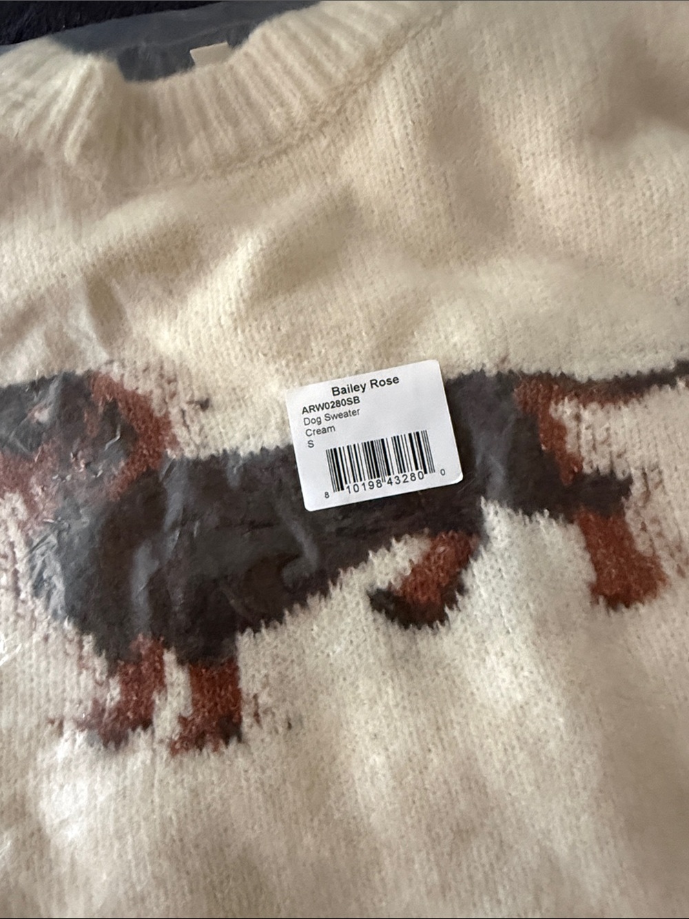NWT BAILEY ROSE Dog Sweater, Cream, size S - Picture 6 of 7